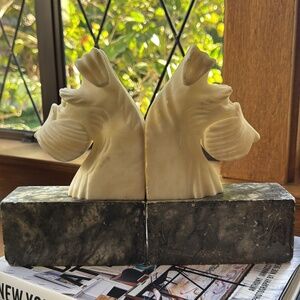 Alabaster and Marble Scottie Fog Bookends